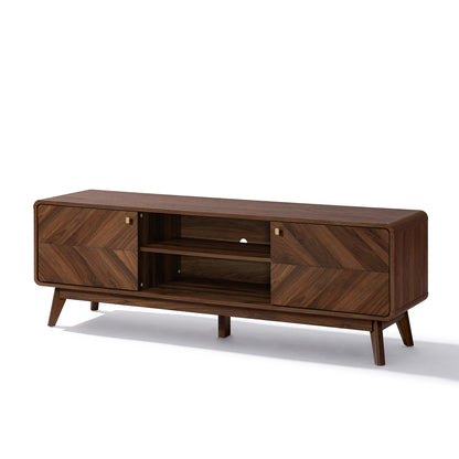 Wood Media Entertainment TV Console Stand, Brown, 63"