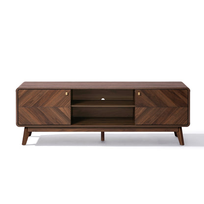 Wood Media Entertainment TV Console Stand, Brown, 63"