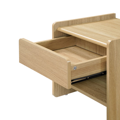 1-Drawer Wood Bedside Nightstand Table, Hazel Oak, 19"