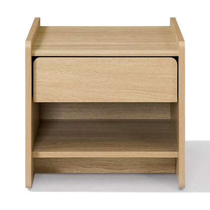 1-Drawer Wood Bedside Nightstand Table, Hazel Oak, 19"