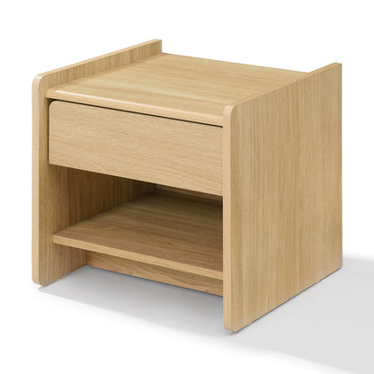 1-Drawer Wood Bedside Nightstand Table, Hazel Oak, 19"