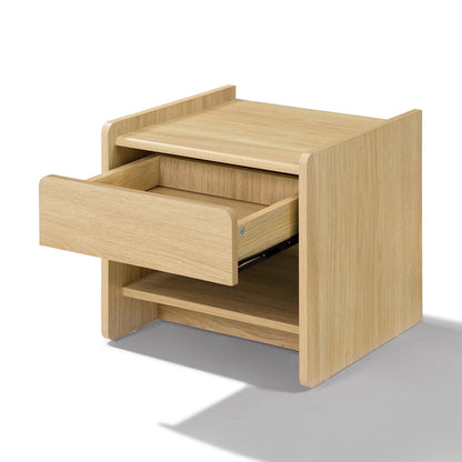 1-Drawer Wood Bedside Nightstand Table, Hazel Oak, 19"