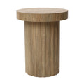 Langford Home 19.7" Tall Round Side Table, Fluted Wood Accent End Table