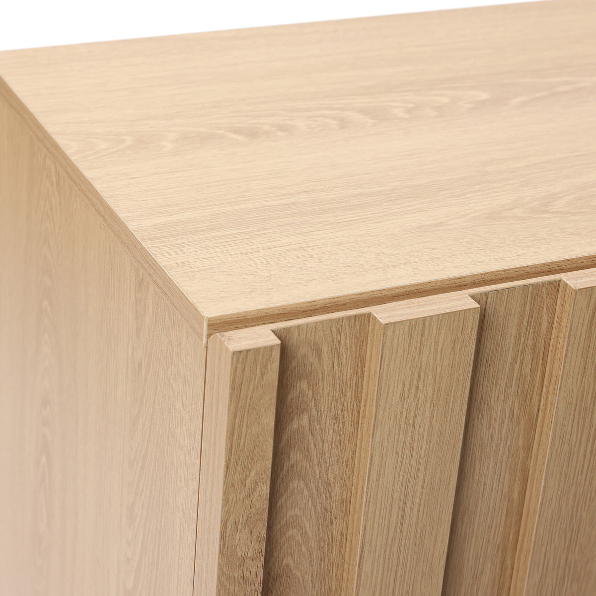 Malu Fluted 2-Door Wood Storage Cabinet, Natural, 31"