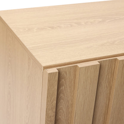 Malu Fluted 2-Door Wood Storage Cabinet, Natural, 31"