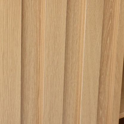 Malu Fluted 2-Door Wood Storage Cabinet, Natural, 31"
