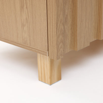 Malu Fluted 2-Door Wood Storage Cabinet, Natural, 31"