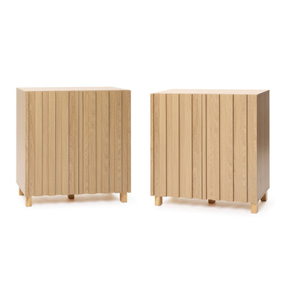 Malu Fluted 2-Door Wood Storage Cabinet, Natural, 31"