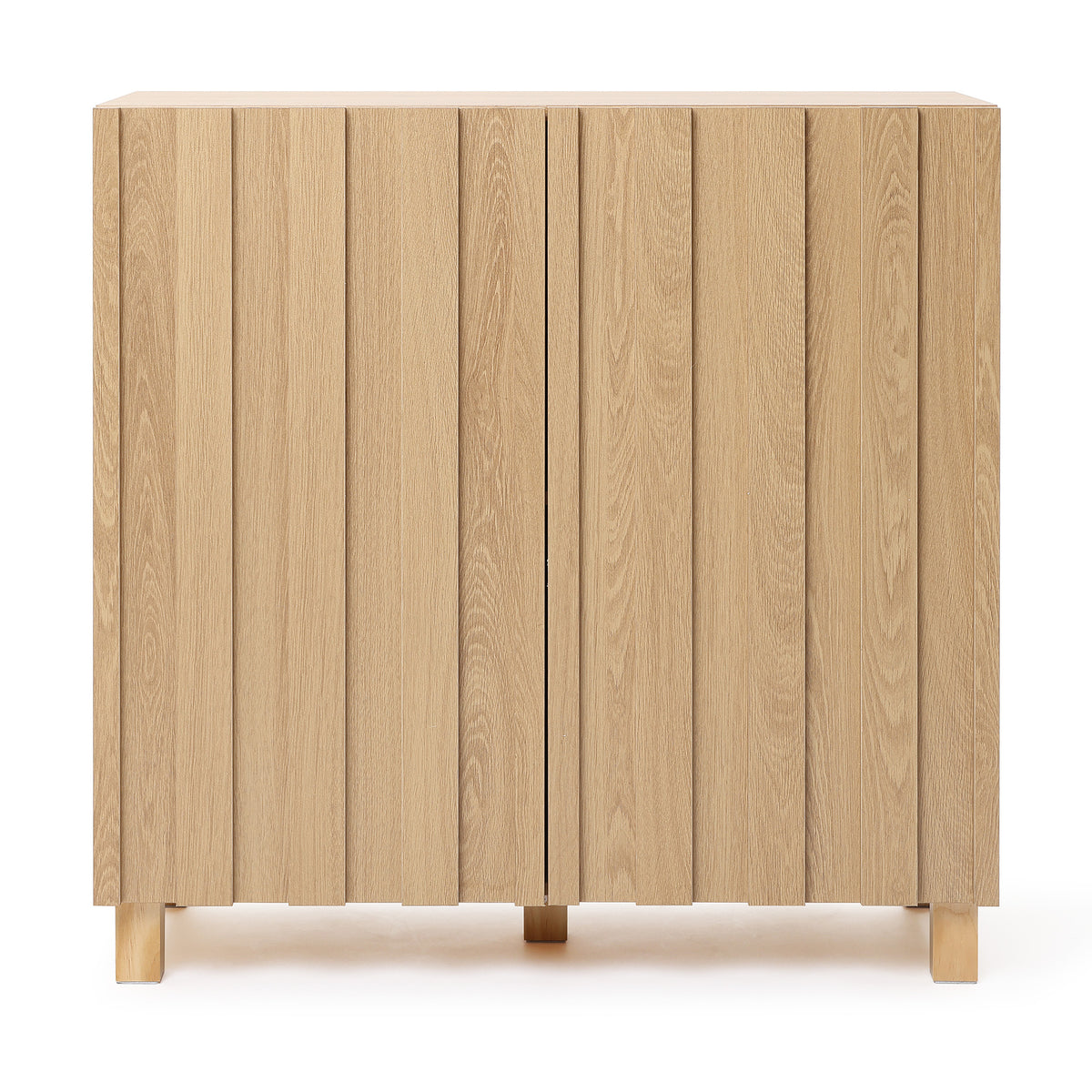 Malu Fluted 2-Door Wood Storage Cabinet, Natural, 31"