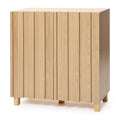 31" Buffet Storage Cabinet, 2-Door Vertical Slat Blonde Birch Finish Console Table