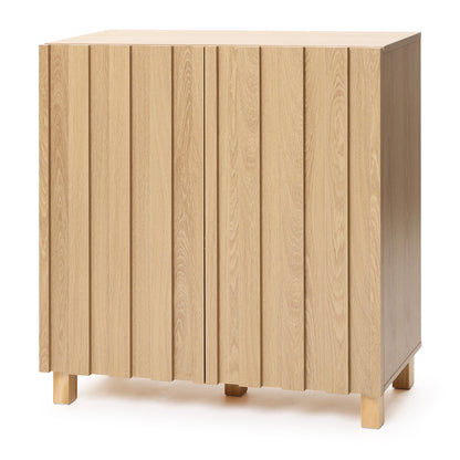 Malu Fluted 2-Door Wood Storage Cabinet, Natural, 31"