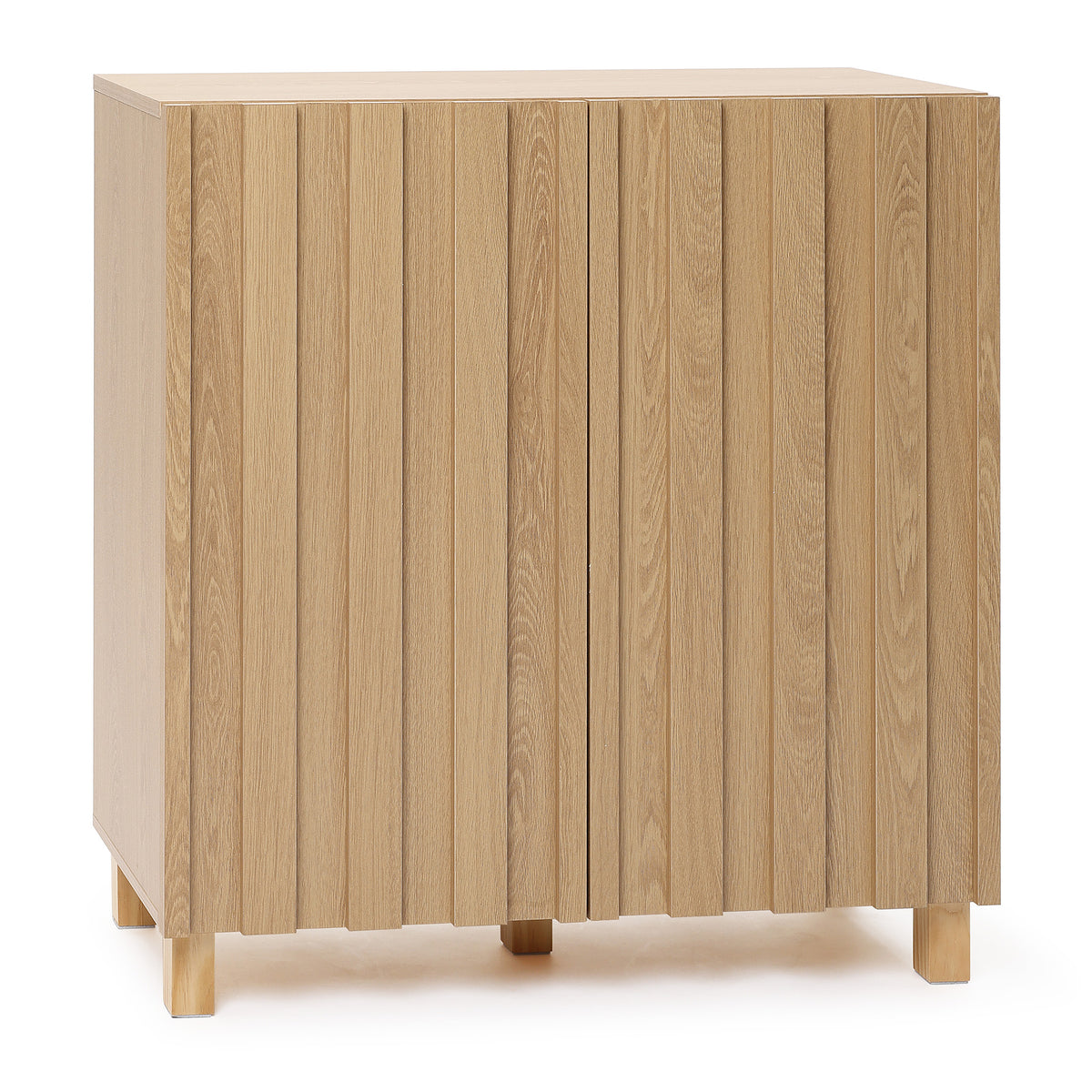 Malu Fluted 2-Door Wood Storage Cabinet, Natural, 31"