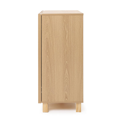 Malu Fluted 2-Door Wood Storage Cabinet, Natural, 31"