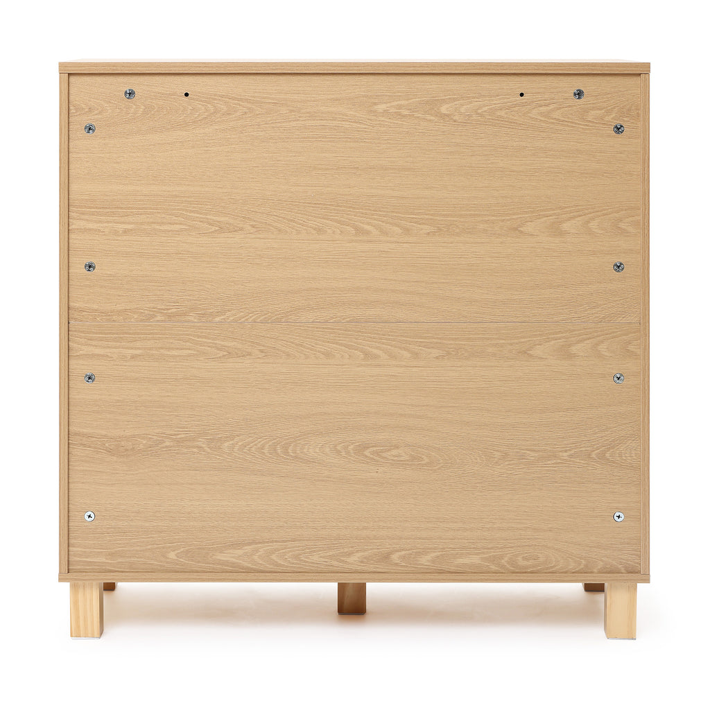 31" Buffet Storage Cabinet, 2-Door Vertical Slat Blonde Birch Finish Console Table