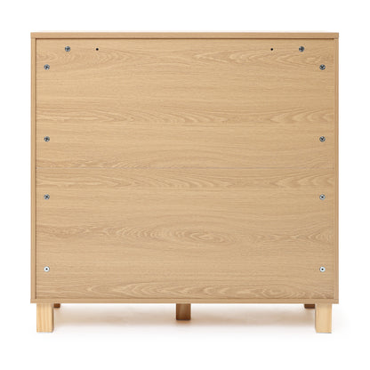 Malu Fluted 2-Door Wood Storage Cabinet, Natural, 31"