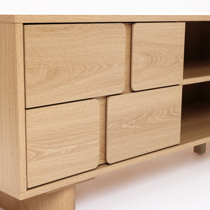 Malu Wood Media Entertainment TV Console Stand, Natural, 63"