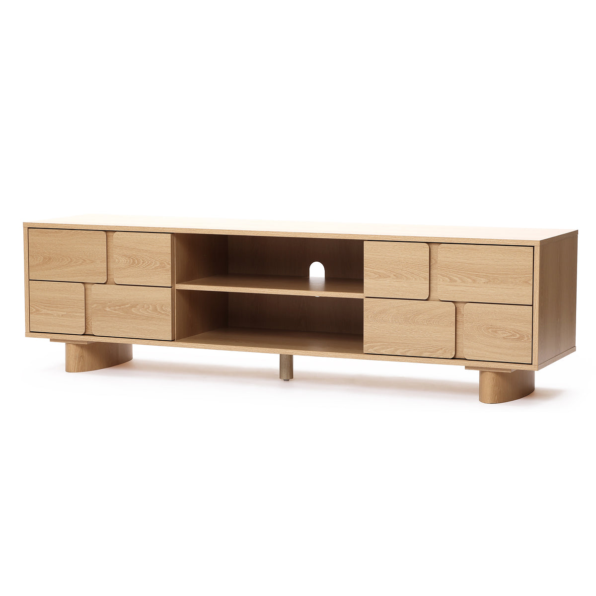 Malu Wood Media Entertainment TV Console Stand, Natural, 63"