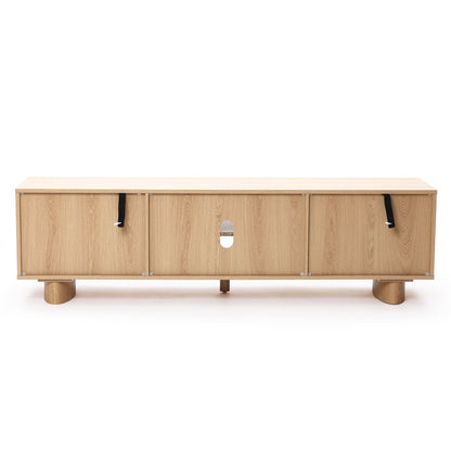 Malu Wood Media Entertainment TV Console Stand, Natural, 63"