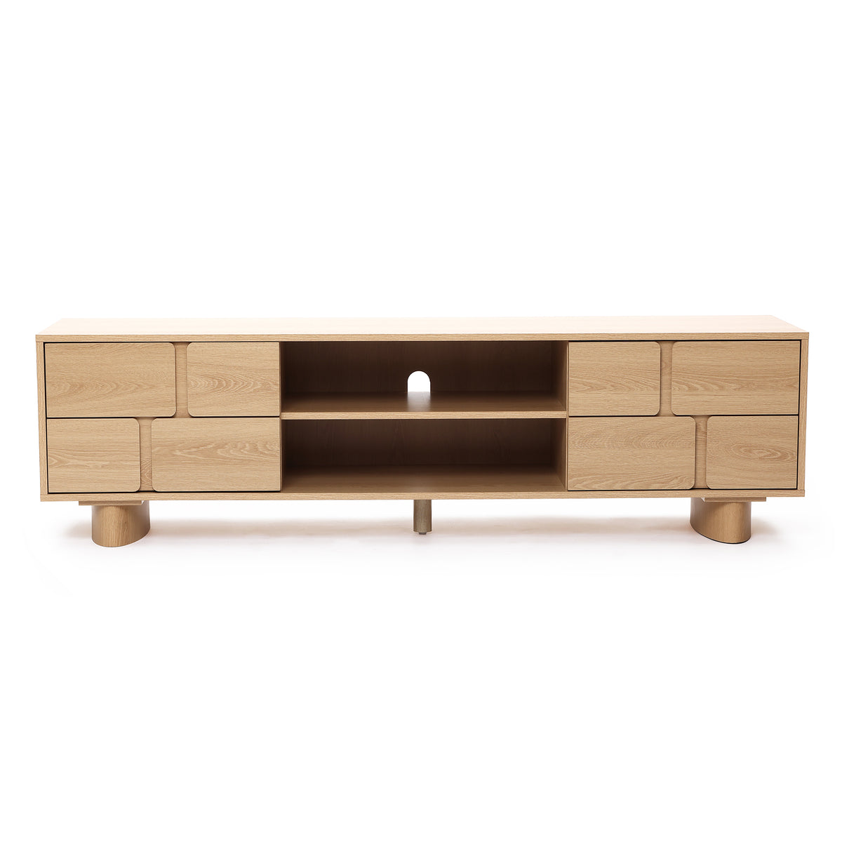 Malu Wood Media Entertainment TV Console Stand, Natural, 63"