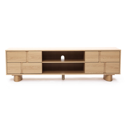 Malu Wood Media Entertainment TV Console Stand, Natural, 63"