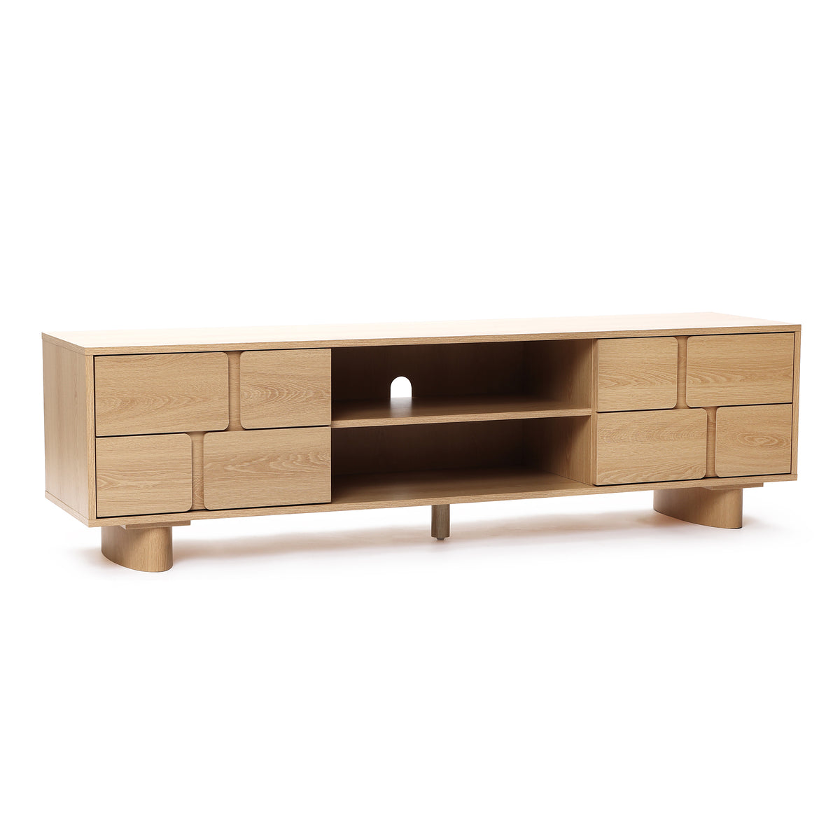 Malu Wood Media Entertainment TV Console Stand, Natural, 63"