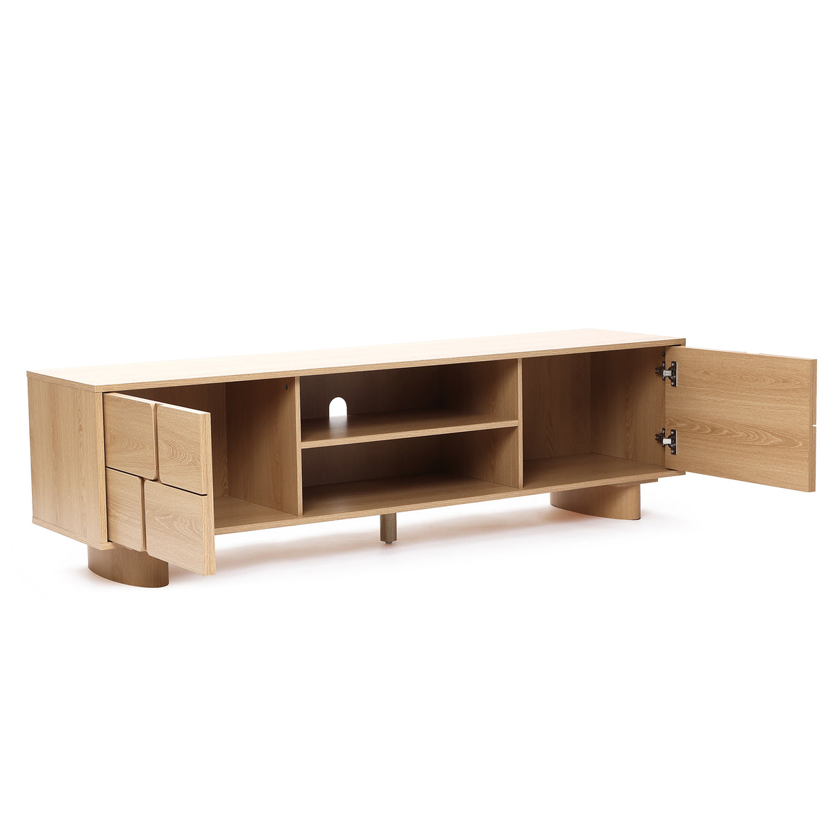 Malu Wood Media Entertainment TV Console Stand, Natural, 63"
