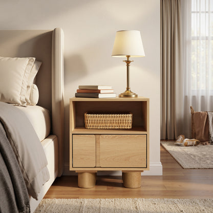 Malu 1-Drawer Wood Bedside Nightstand, Natural, 20"