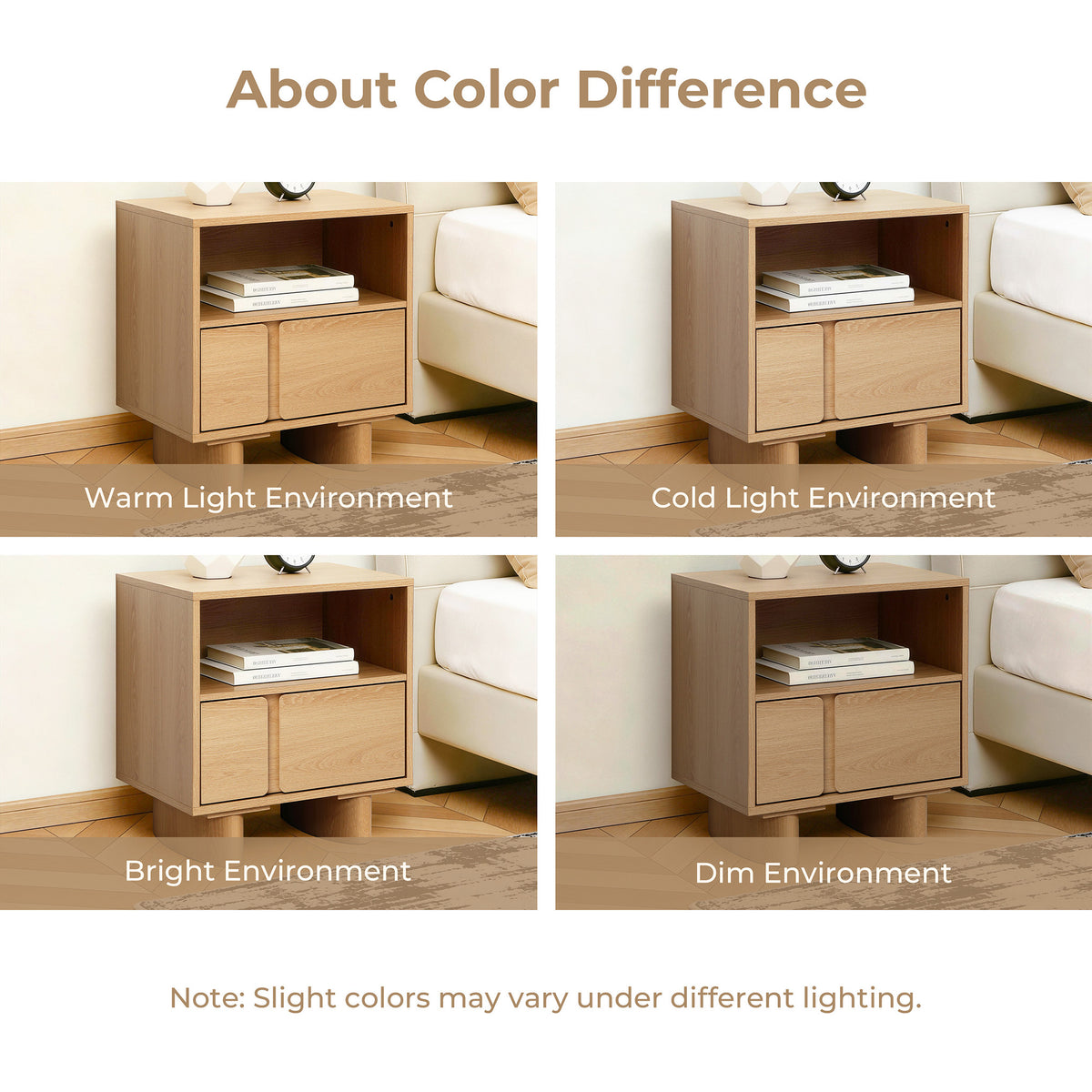 Malu 1-Drawer Wood Bedside Nightstand, Natural, 20"