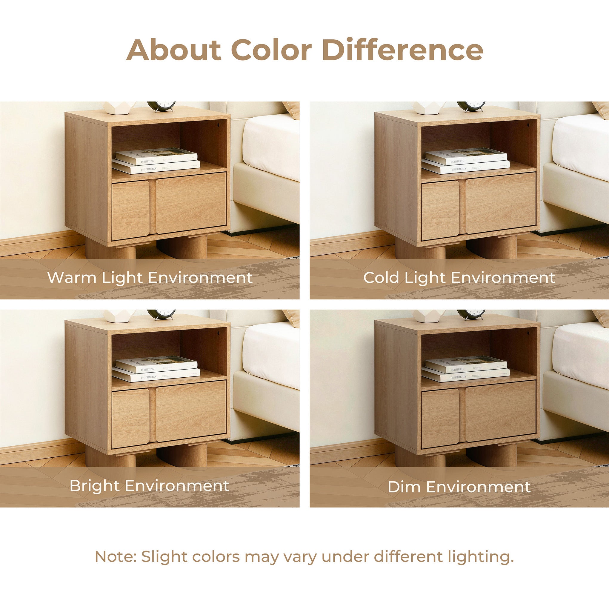20" Nightstand with Storage, Blonde Birch Finish End Table