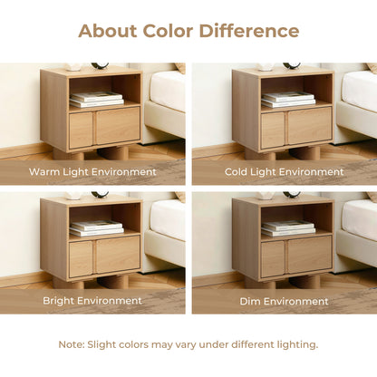 Malu 1-Drawer Wood Bedside Nightstand, Natural, 20"
