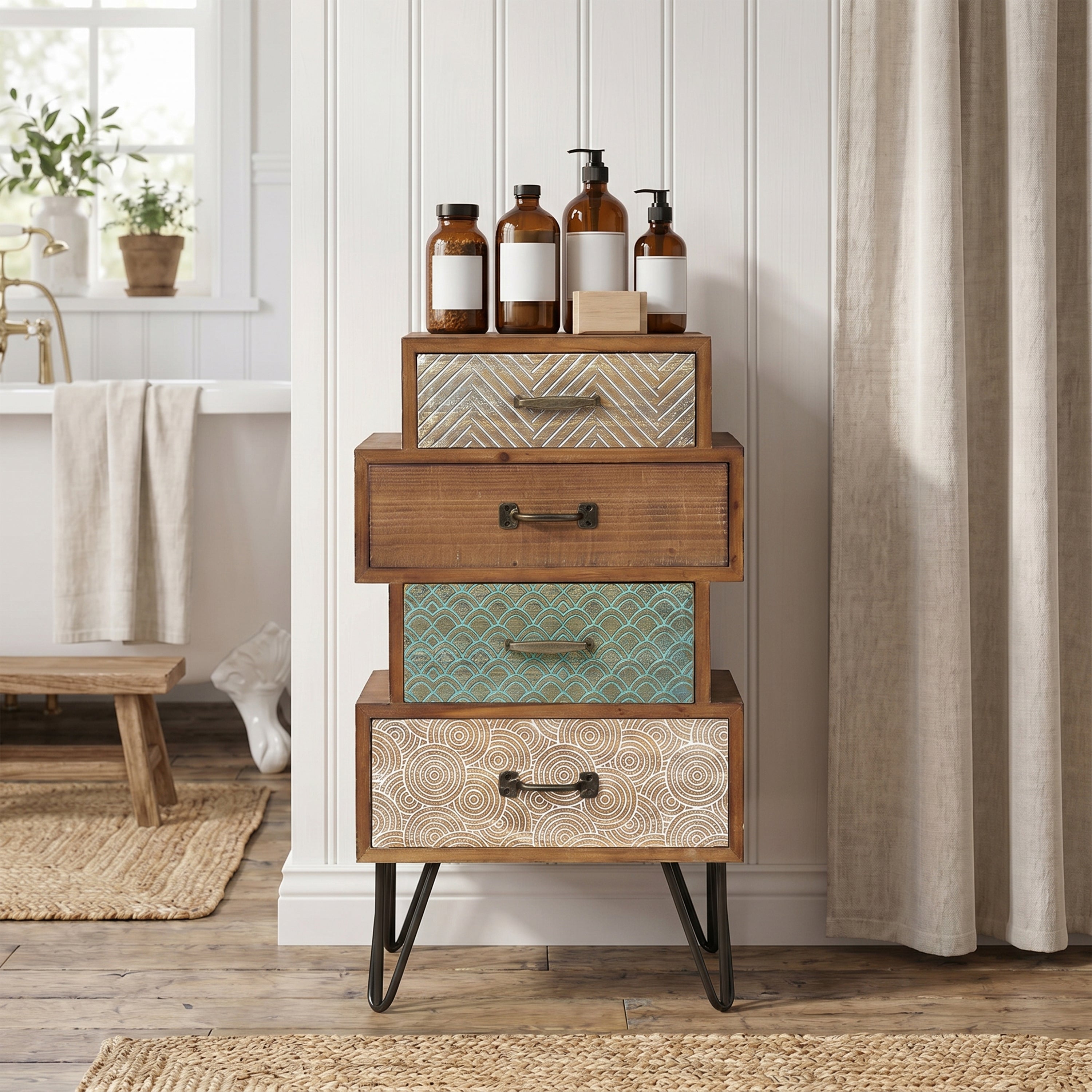 4-Drawer Wood End Table, 30"