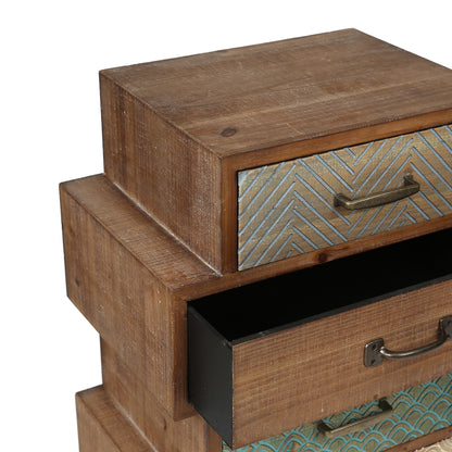 Stacked 4-Drawer Wood Accent End Table, Vintage, 30"