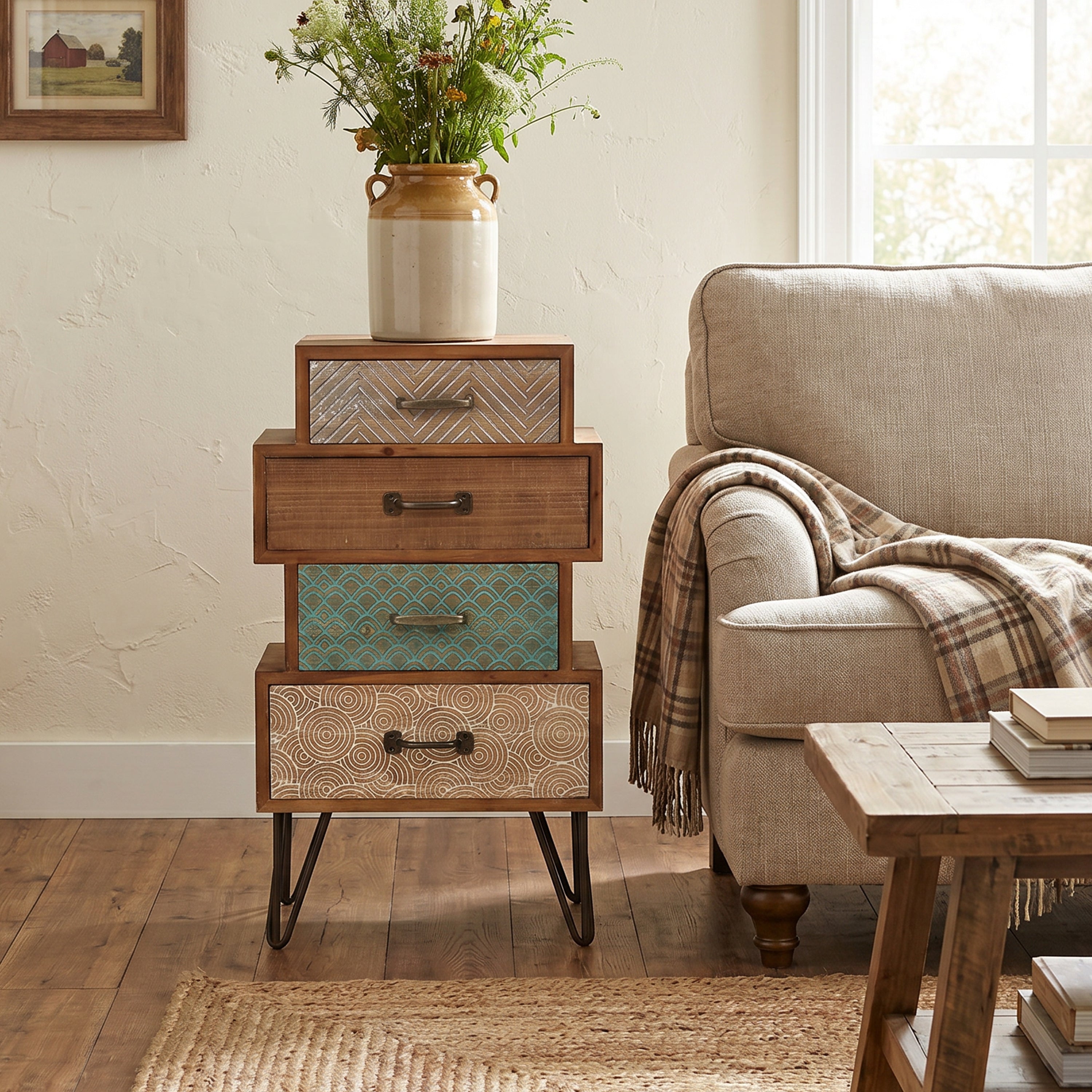 4-Drawer Wood End Table, 30"