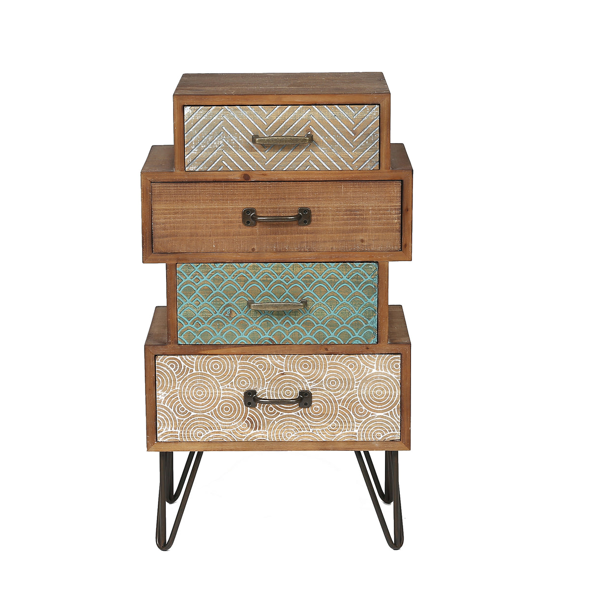 Stacked 4-Drawer Wood Accent End Table, Vintage, 30"