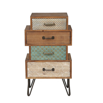 Stacked 4-Drawer Wood Accent End Table, Vintage, 30"