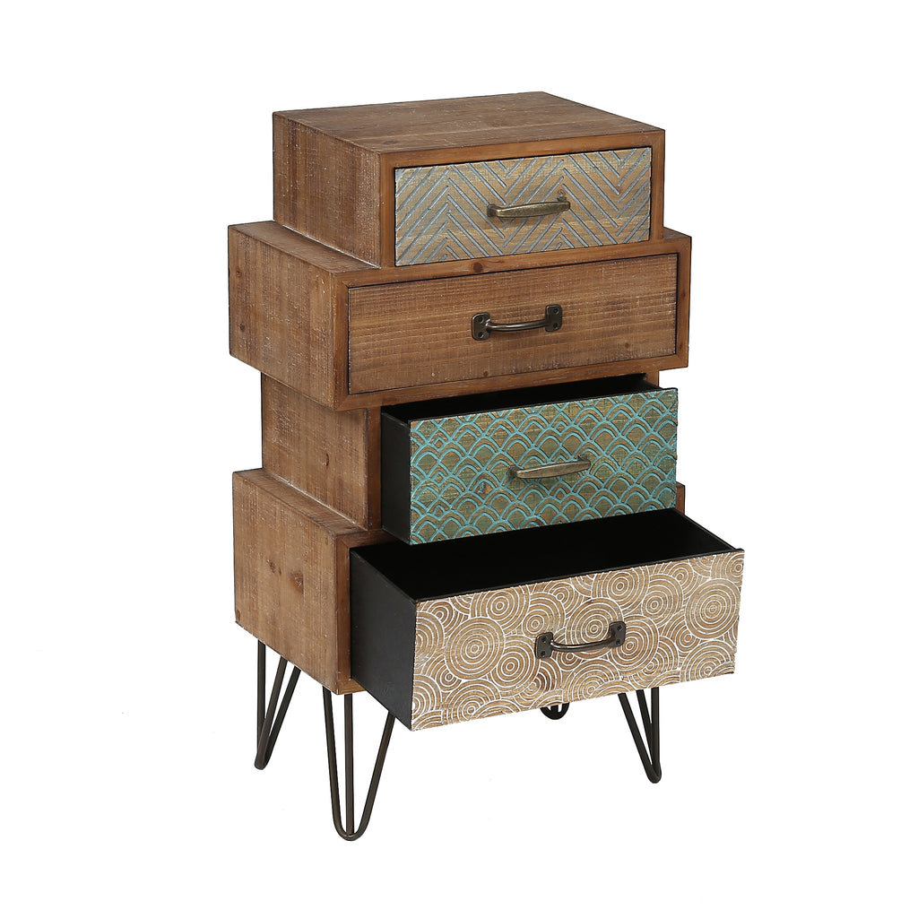 4-Drawer Wood End Table, 30"