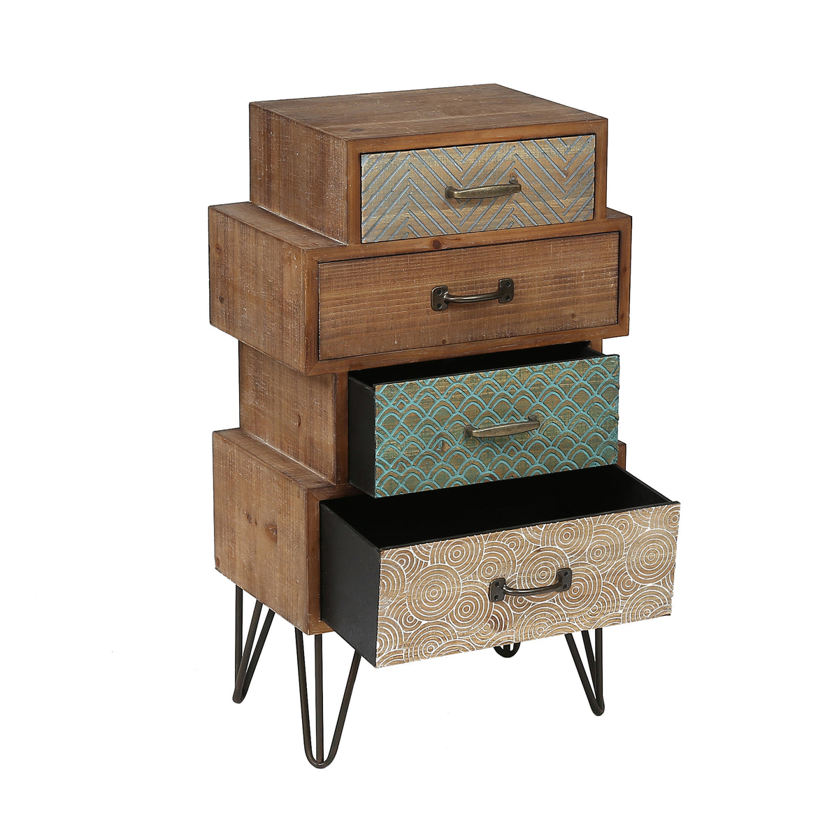 Stacked 4-Drawer Wood Accent End Table, Vintage, 30"