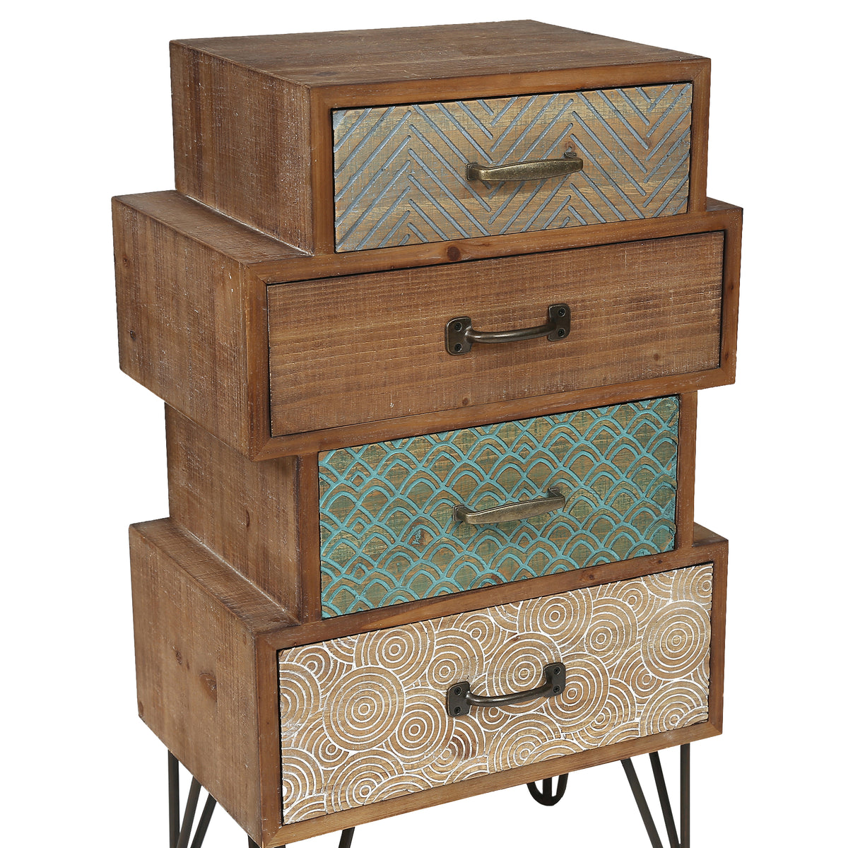 Stacked 4-Drawer Wood Accent End Table, Vintage, 30"