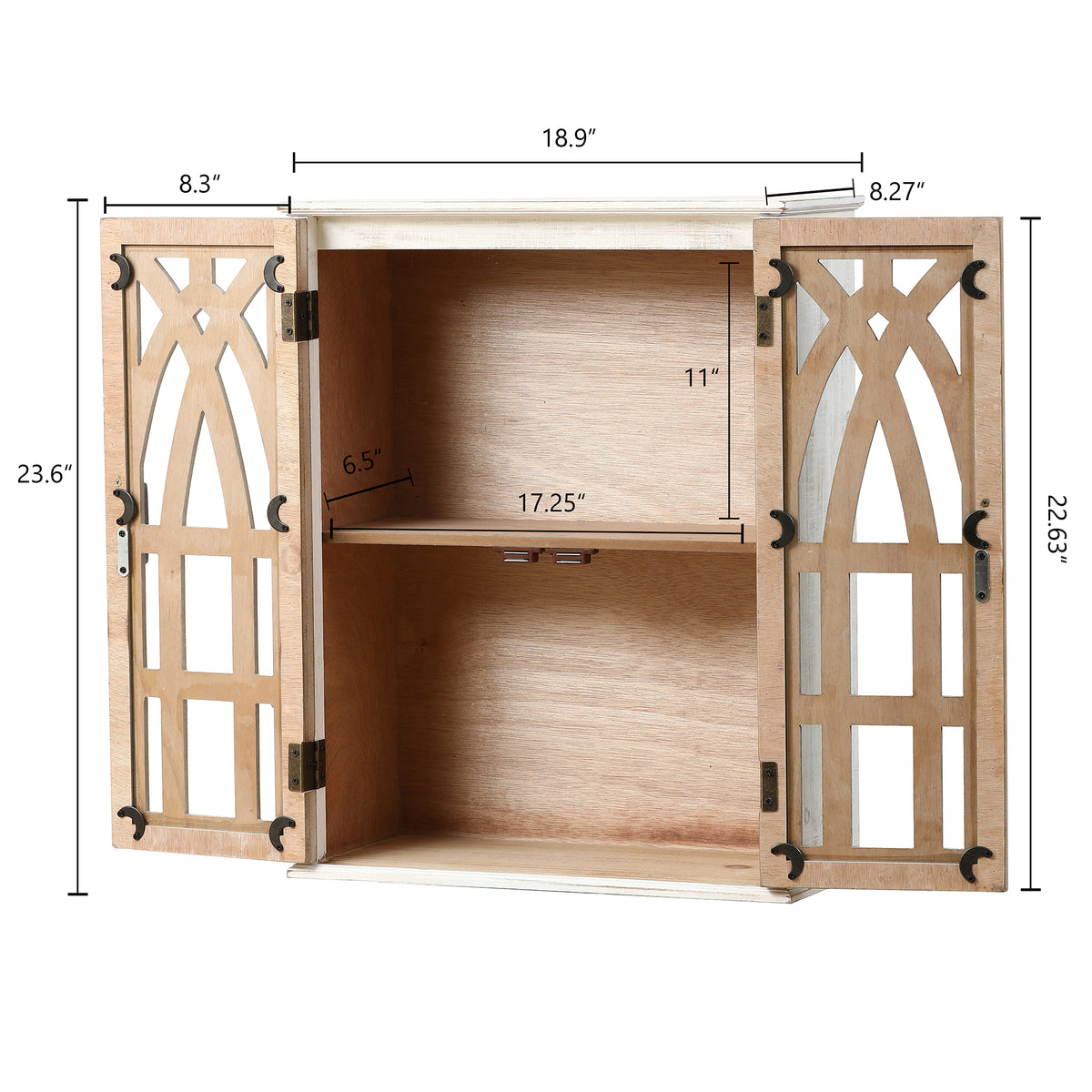 2-Door Classic Wood Wall Cabinet, Distressed White, 31"
