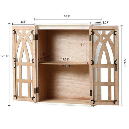 2-Door Classic Wood Wall Cabinet, Distressed White, 31"