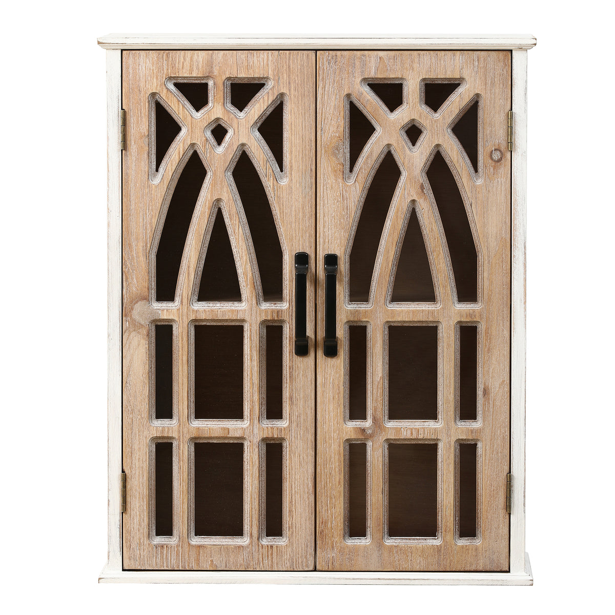 2-Door Classic Wood Wall Cabinet, Distressed White, 31"