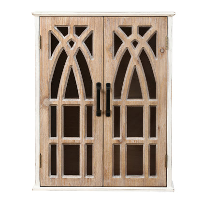 2-Door Classic Wood Wall Cabinet, Distressed White, 31"