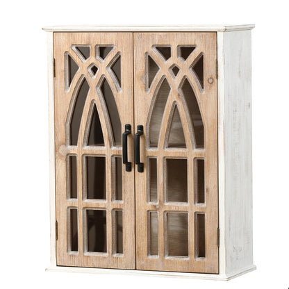 2-Door Classic Wood Wall Cabinet, Distressed White, 31"