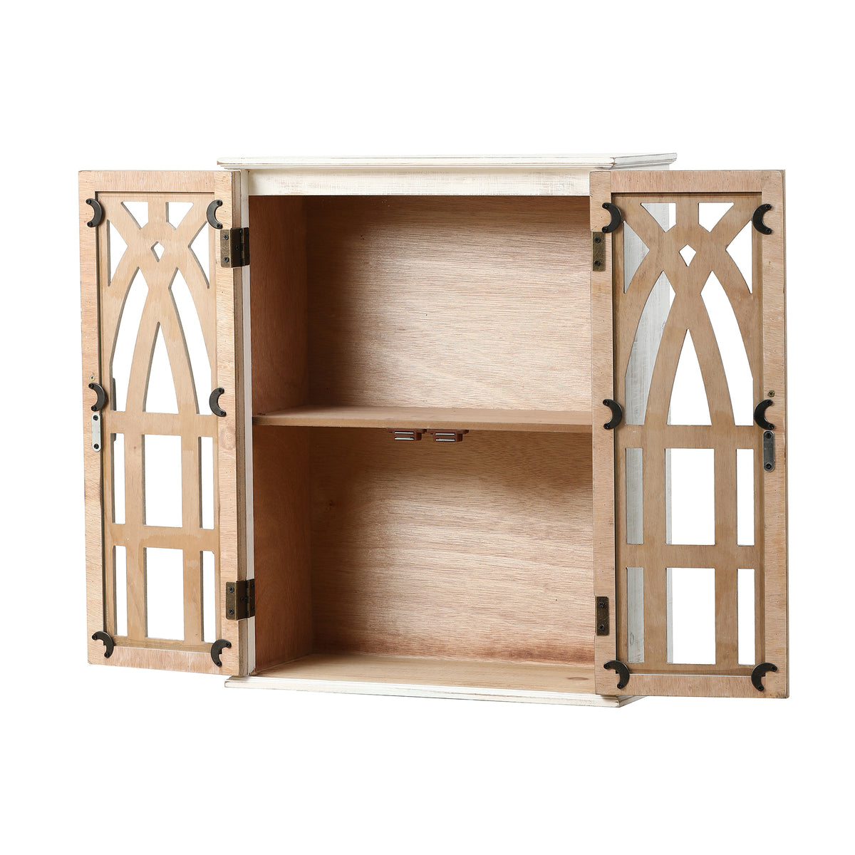 2-Door Classic Wood Wall Cabinet, Distressed White, 31"