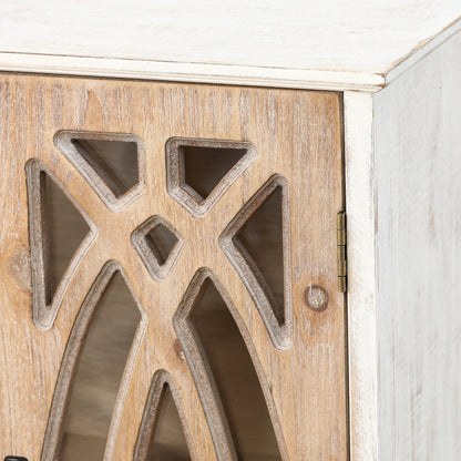 2-Door Classic Wood Wall Cabinet, Distressed White, 31"