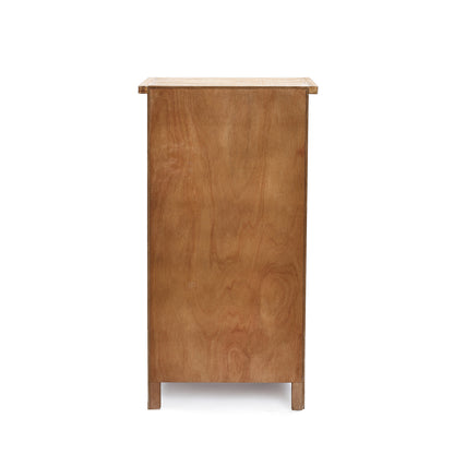 Carved Wood Accent Storage Cabinet, Distressed White, 30"