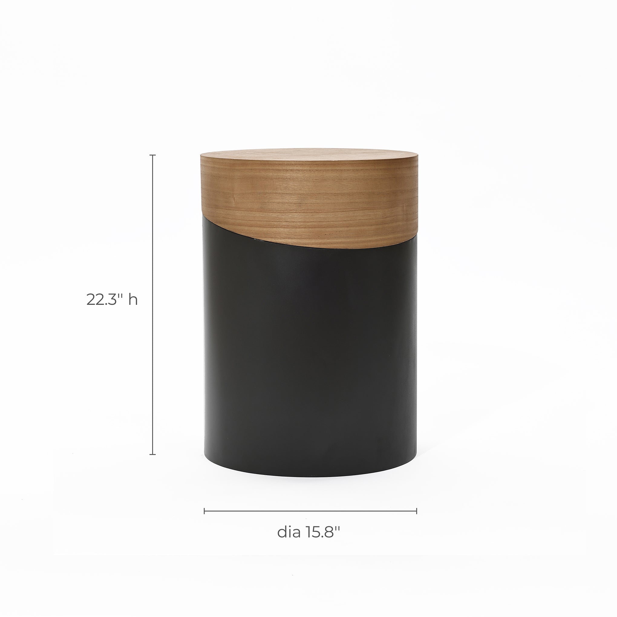 Round Wood & Metal Side Table, 22"