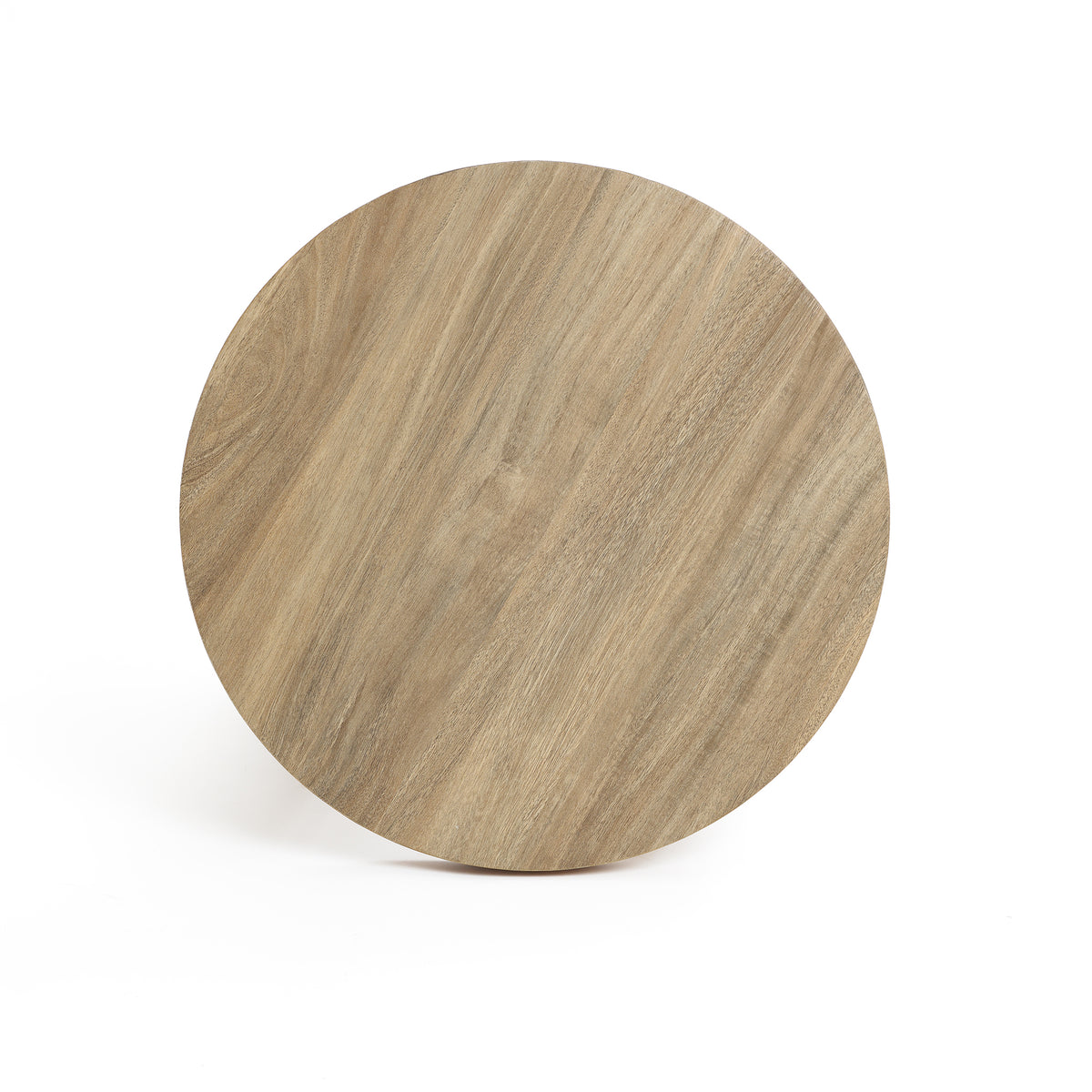 Round Wood Three-Pillar Base Side Table, Natural, 19"