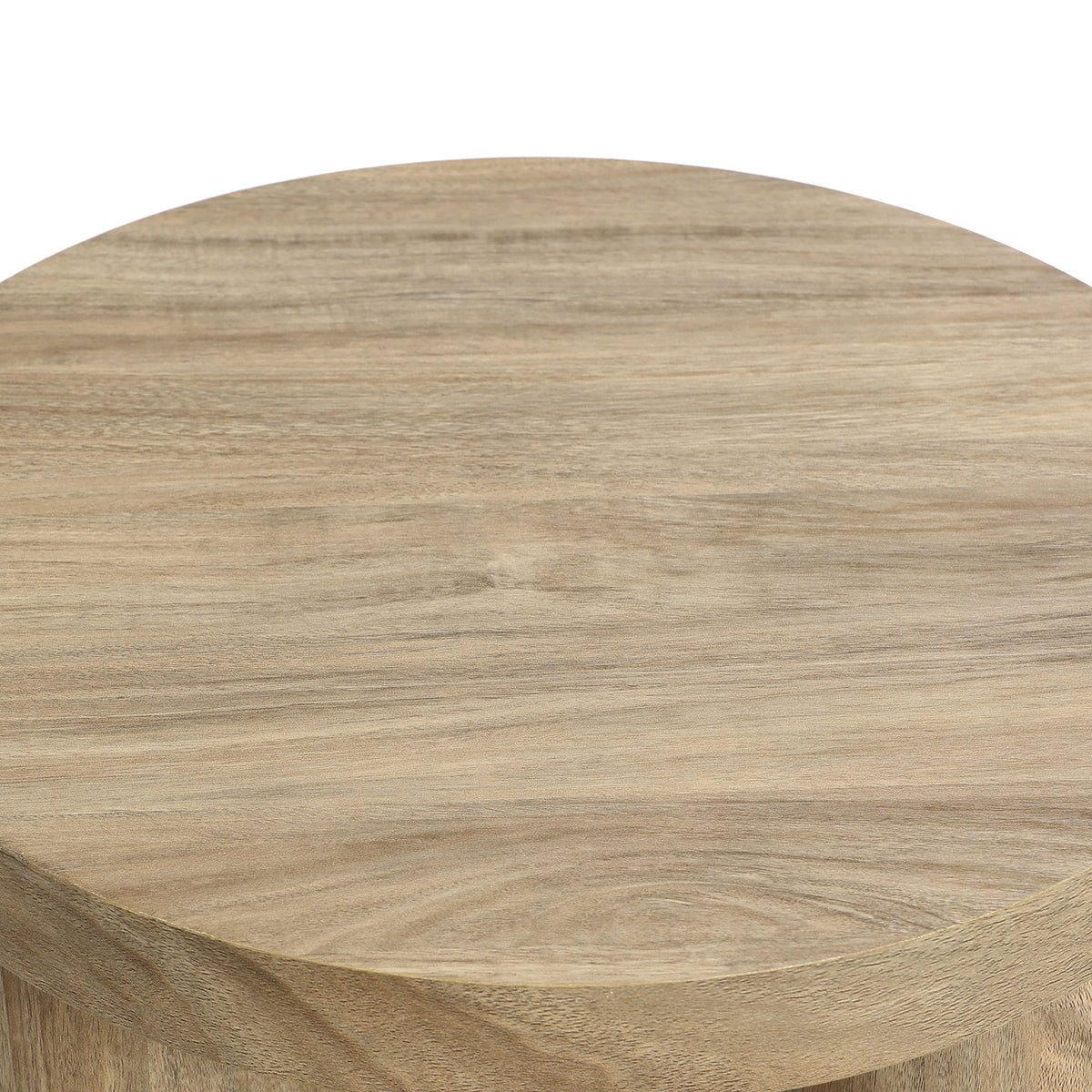 Round Wood Three-Pillar Base Side Table, Natural, 19"