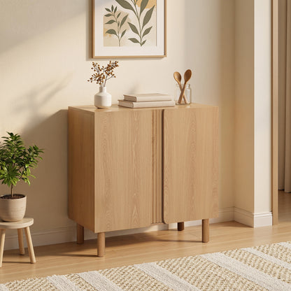 Malu 2-Door Wood Storage Accent Cabinet, Natural, 31"